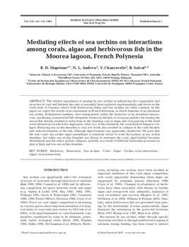 Mediating effects of sea urchins on interactions among coral, algae and herbivorous fish in the lagoon at Moorea, French Polynesia
