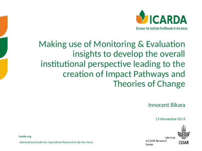 Making use of Monitoring and Evaluation Insights to Develop the Overall Institutional Perspective Leading to the Creation of Impact Pathways and Theories of Changes