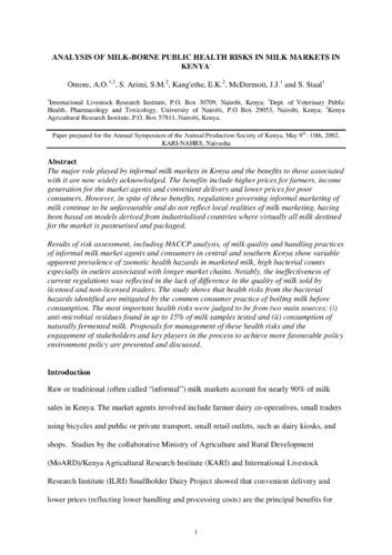 Analysis of milk-borne public health risks in milk markets in Kenya