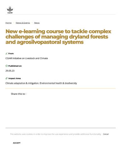 New e-learning course to tackle complex challenges of managing dryland forests and agrosilvopastoral systems