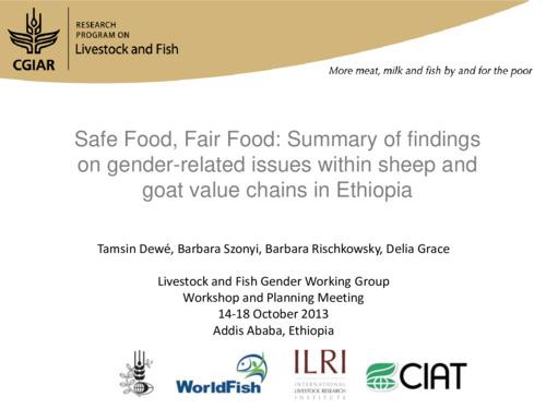 Safe Food, Fair Food: Summary of findings on gender-related issues within sheep and goat value chains in Ethiopia