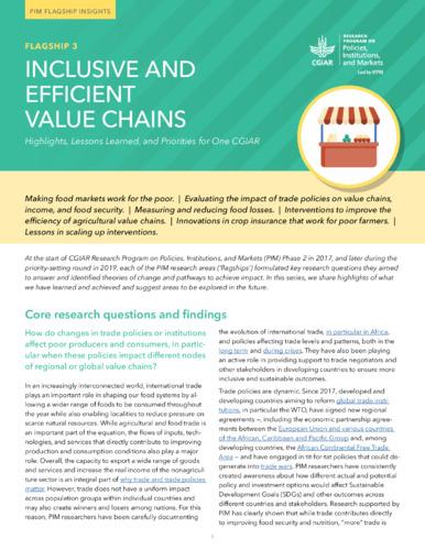 Inclusive and efficient value chains: Highlights, lessons learned, and priorities for one CGIAR