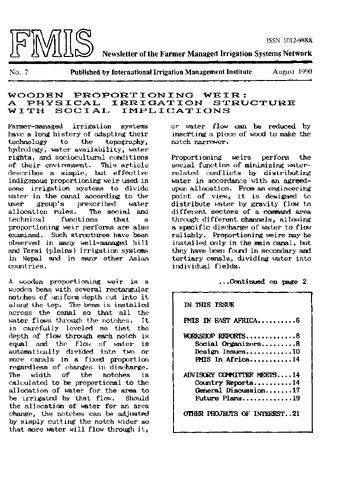 Wooden proportioning weirs: A physical irrigation structure with social implications