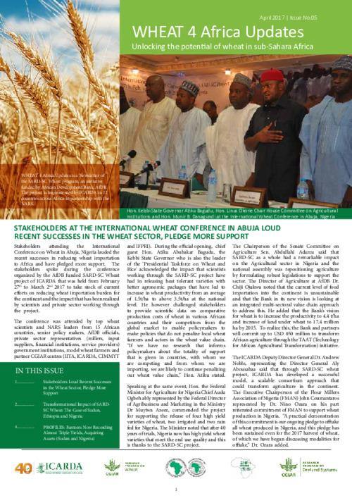 Stakeholders at the international wheat conference in Abuja loud recent successes in the wheat sector, pledge more support