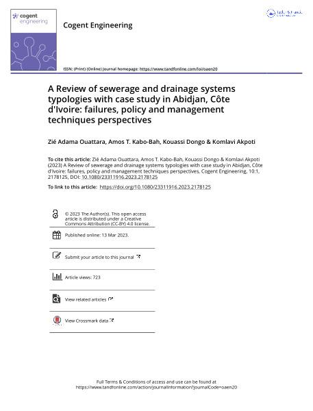 A review of sewerage and drainage systems typologies with case study in Abidjan, Côte d'Ivoire: failures, policy and management techniques perspectives