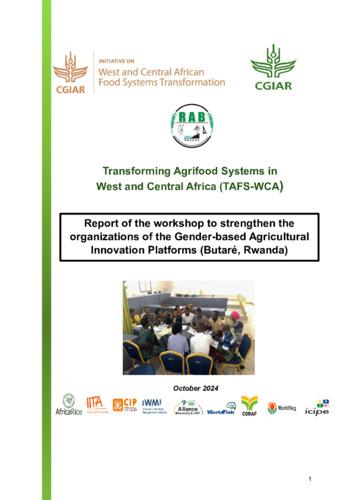 Report of the workshop to strengthen the organizations of the Gender-based Agricultural Innovation Platforms (Butaré, Rwanda)