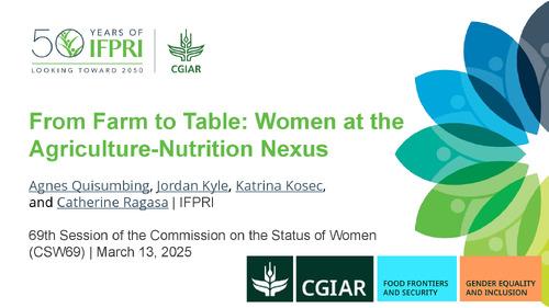 From farm to table: Women at the agriculture-nutrition nexus