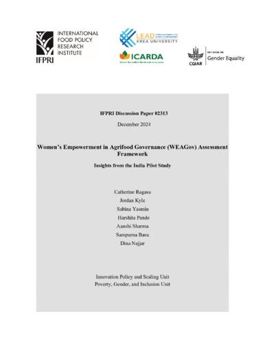 Women’s Empowerment in Agrifood Governance (WEAGov) assessment framework insights from the India pilot study