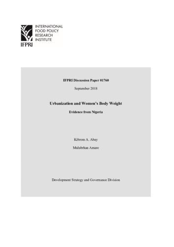 Urbanization and women’s body weight: Evidence from Nigeria