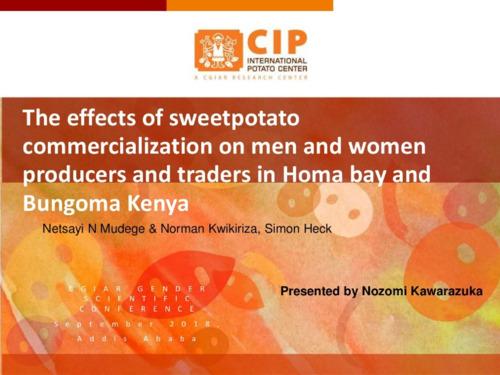 The effects of sweetpotato commercialization on men and women producers and traders in Homa bay and Bungoma, Kenya