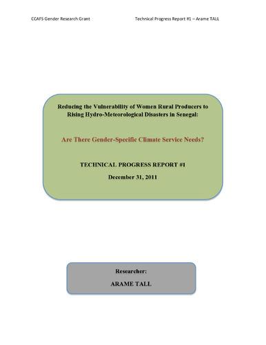 Reducing the vulnerability of women rural producers to rising hydro-meteorological disasters in Senegal: are there gender-specific climate service needs?