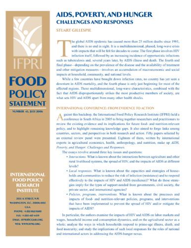 AIDS, poverty, and hunger: challenges and responses
