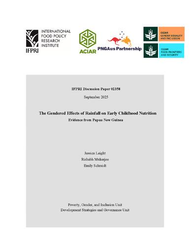The gendered effects of rainfall on early childhood nutrition: Evidence from Papua New Guinea