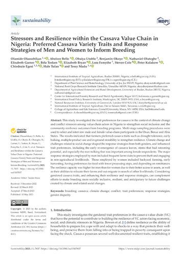 Stressors and resilience within the cassava value chain in Nigeria: preferred cassava variety traits and response strategies of men and women to inform breeding