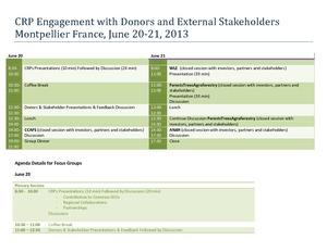 Agenda -June 20-21, 2013 - CGIAR Research Program Engagement with Donors and External Stakeholders