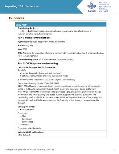 Assessing the integration of diet and nutrition interventions in urban health systems in Burkina Faso, Mali, and Senegal