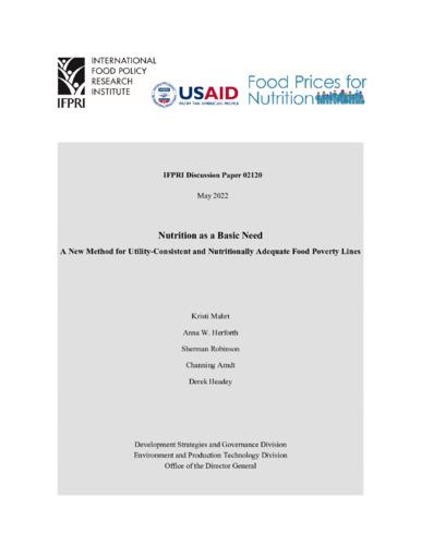 Nutrition as a basic need: A new method for utility-consistent and nutritionally adequate food poverty lines