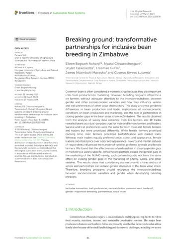 Breaking ground: Transformative partnerships for inclusive bean breeding in Zimbabwe