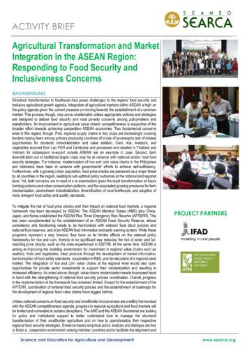 Agricultural transformation and market integration in the ASEAN region: Responding to food security and inclusiveness concerns