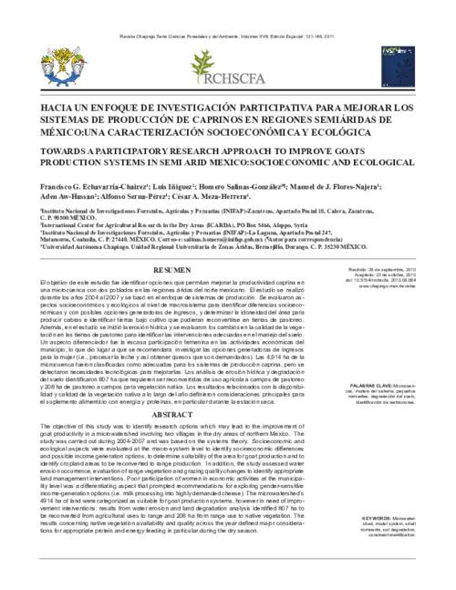 Towards A Participatory Research Approach To Improve Goats Production Systems In Semi Arid Mexico: Socioeconomic And Ecological