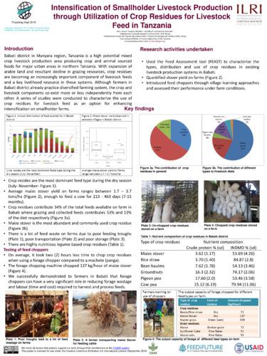 Intensification of smallholder livestock production through utilisation of crop residues for livestock feed in Tanzania