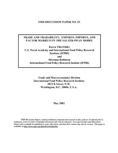 Trade and tradability: exports, imports, and factor markets in the Salter-Swan model