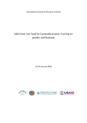 Safe Food, Fair Food for Cambodia project: Training on gender and livestock, 22-23 January 2018