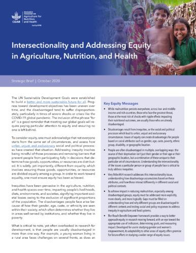 Intersectionality and addressing equity in agriculture, nutrition, and health