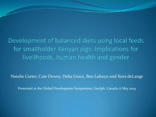 Development of balanced diets using local feeds for smallholder Kenyan pigs: Implications for livelihoods, human health and gender