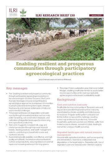 Enabling resilient and prosperous communities through participatory agroecological practices