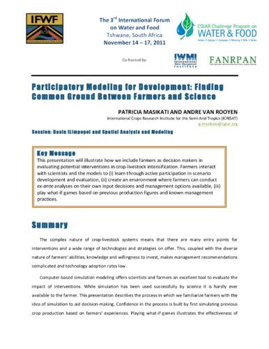 Participatory modeling for development: finding common ground between farmers and science