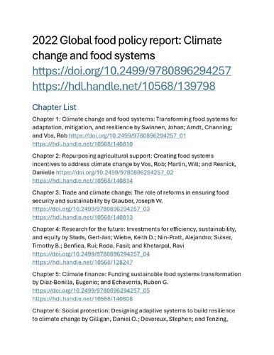 2022 Global food policy report: Climate change and food systems