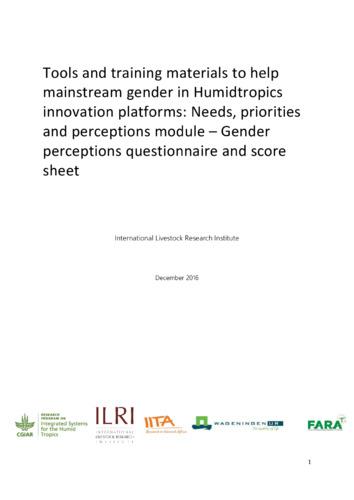 Tools and training materials to help mainstream gender in Humidtropics innovation platforms: Needs, priorities and perceptions module