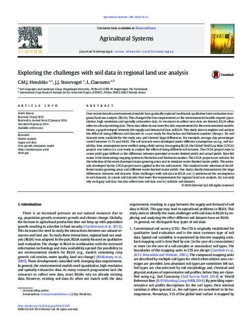 Exploring the challenges with soil data in regional land use analysis