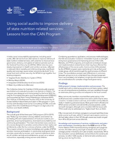Using social audits to improve delivery of state nutrition-related services: Lessons from the CAN Program
