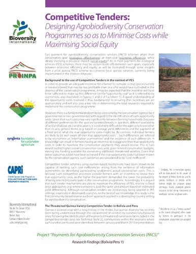 Research Findings (Bolivia/Peru 1): Competitive tenders: designing agrobiodiversity conservation programmes so as to minimise costs while maximising social equity