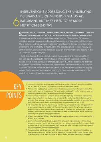 Interventions addressing the underlying determinants of nutrition status are important, but they need to be more nutrition sensitive