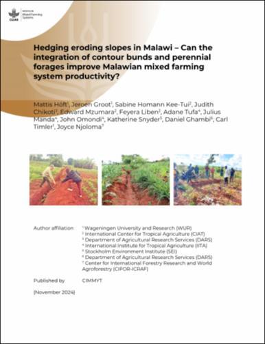 Hedging eroding slopes in Malawi – Can the integration of contour bunds and perennial forages improve Malawian mixed farming system productivity?
