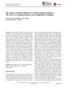The impact of gender blindness on social-ecological resilience: The case of a communal pasture in the highlands of Ethiopia