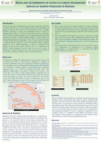 NEEDS AND DETERMINANTS OF ACCESS TO CLIMATE INFORMATION SERVICES BY WOMEN PRODUCERS IN SENEGAL