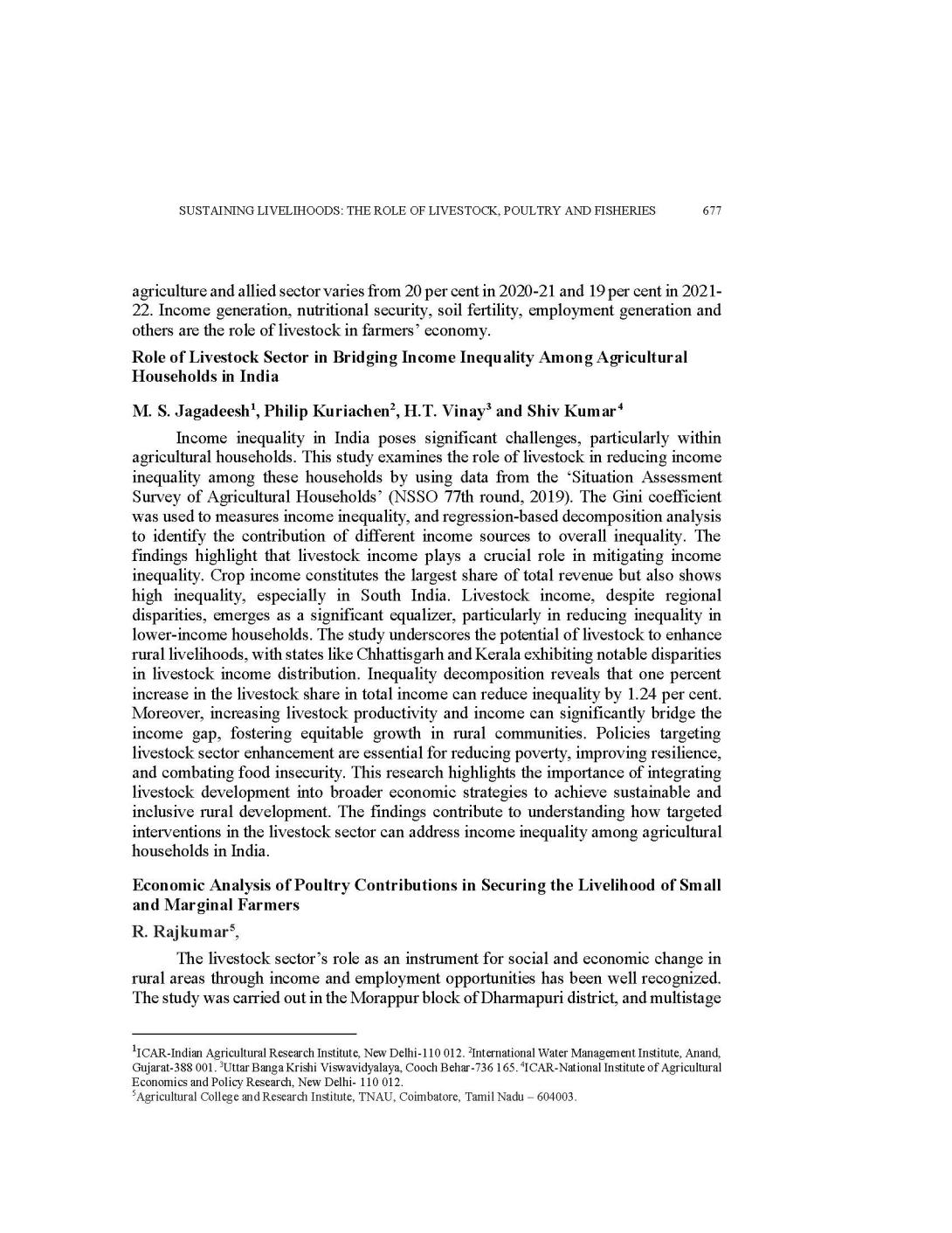 Role of livestock sector in bridging income inequality among agricultural households in India [An abstract]