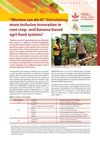 Women can do it! Stimulating more inclusive innovation in root crop- and banana-based agri-food systems.