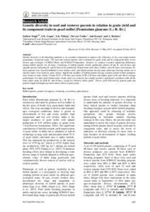 Genetic diversity in seed and restorer parents in relation to grain yield and its component traits in pearl millet (Pennisetum glaucum (L.) R. Br.)