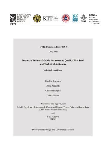 Inclusive business models for access to quality fish seed and technical assistance: Insights from Ghana