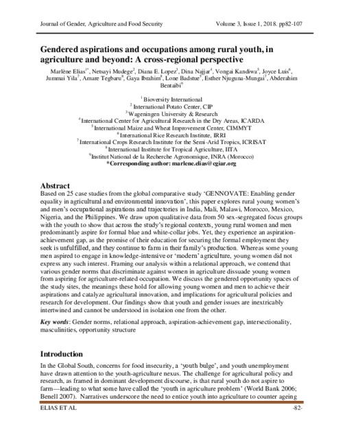 Gendered aspirations and occupations among rural youth, in agriculture and beyond: A cross-regional perspective