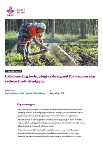 Labor-saving technologies designed for women can reduce their drudgery