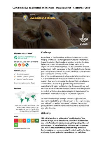 CGIAR Initiative on Livestock and Climate: Inception Brief