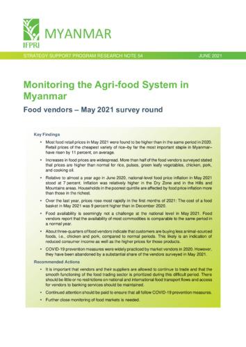 Monitoring the agri-food system in Myanmar: Food vendors - May 2021 survey round