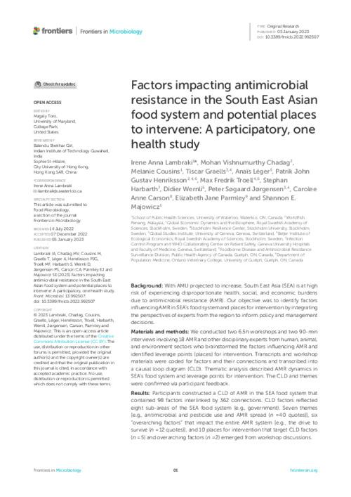Factors impacting antimicrobial resistance in the South East Asian food system and potential places to intervene: A participatory, one health study
