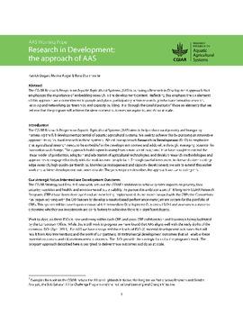 Research in development: the approach of AAS